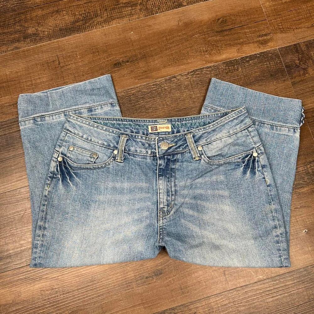 2000s y2k Faded Glory Loose Fit Wide Leg Capri Jeans Size 10